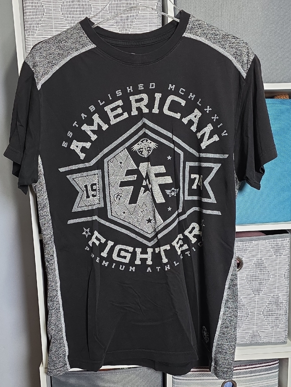 American Fighter Black and Gray Graphic Athletic Tee